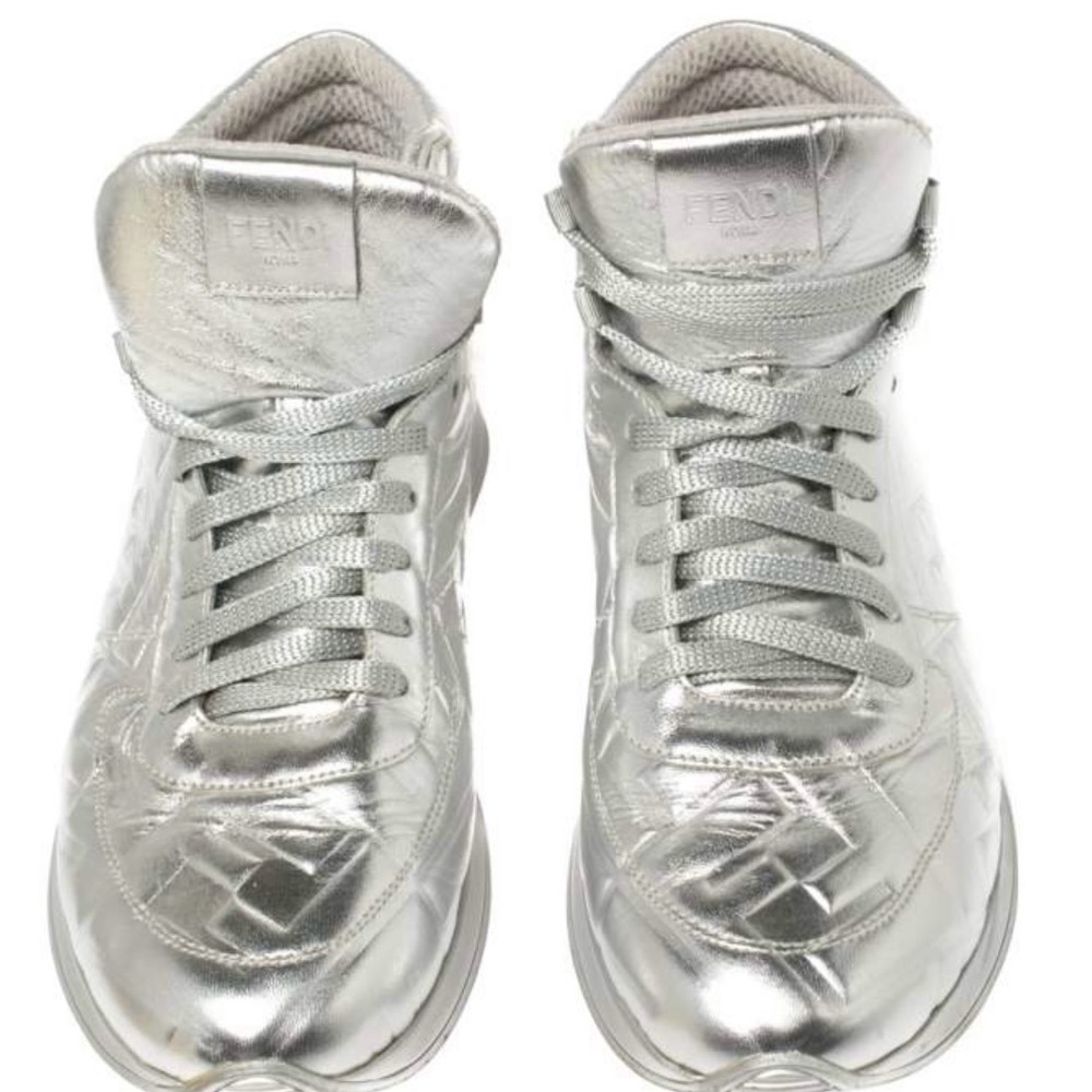 Fendi Women's Silver High-Top Sneakers